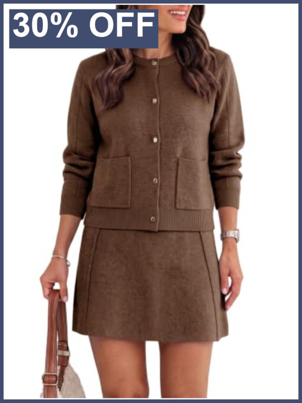 Womens Knit Sweater Skirt Set 2 Piece Cardigan Mini Skirt Casual Fall